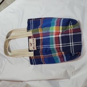 Hollister reversible plaid tote bag